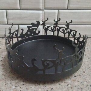 Modern Metal Reindeer & Sleighs 3-Wick Candle Holder